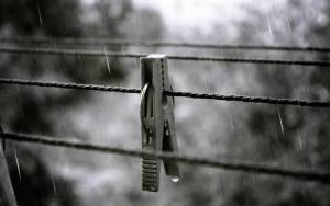 Прищепка, дождь, брызги, верёвки, осень