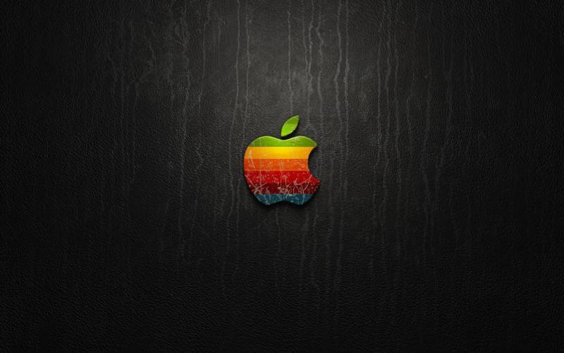 Обои Логотип Apple на кожаной текстуре