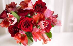 Букет из роз и тюльпанов для Ольги