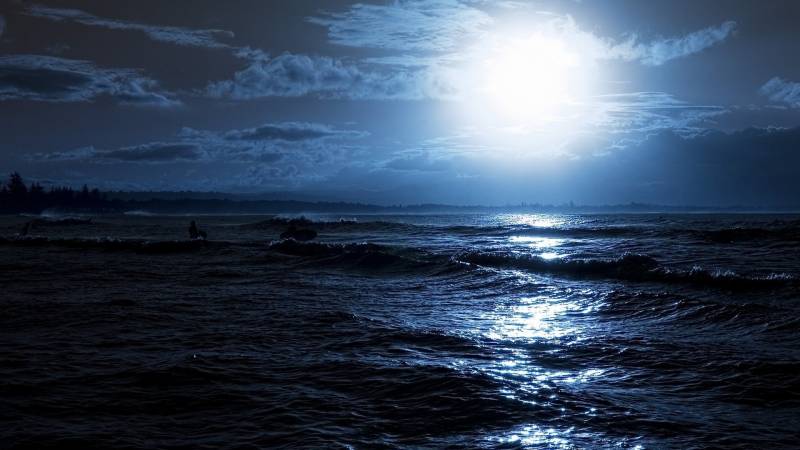 Обои Лунная ночь на море