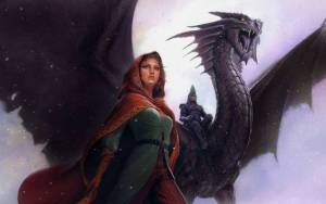 Девушка маг и рыцарь на черном драконе
