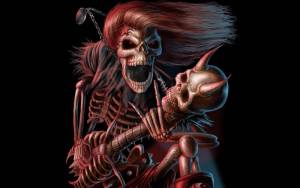 Скелет играет на скелет-гитары