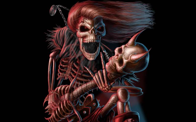 Обои Скелет играет на скелет-гитары