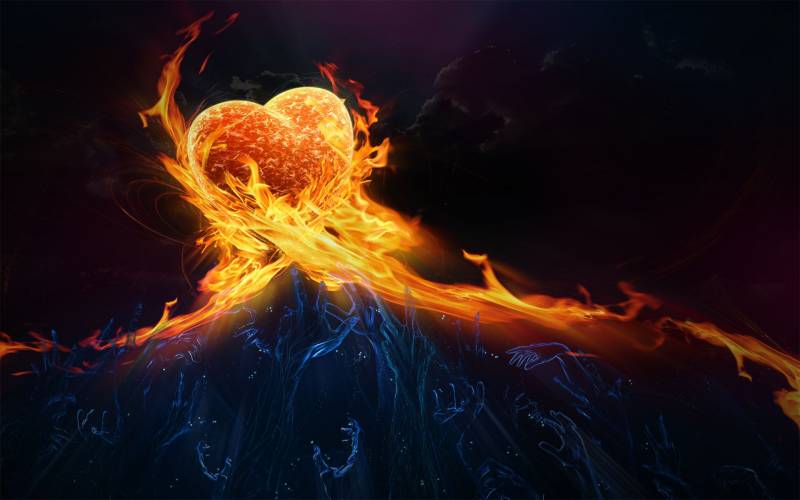 Обои Сердце в огне