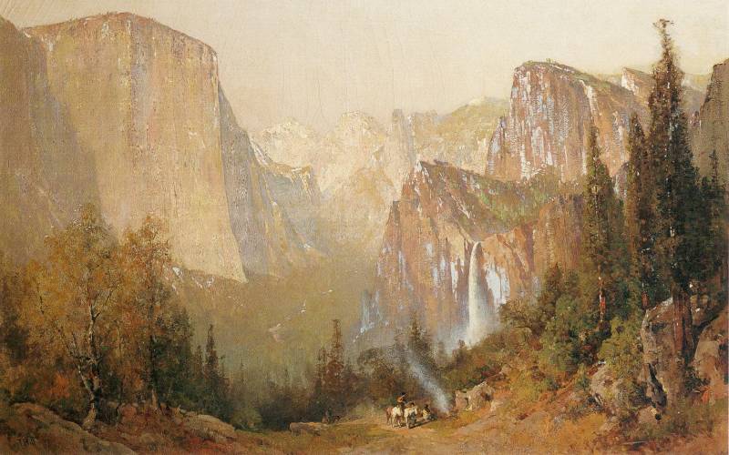 Обои Yosemite Valley 1900, Oil Painting by Thomas Hill